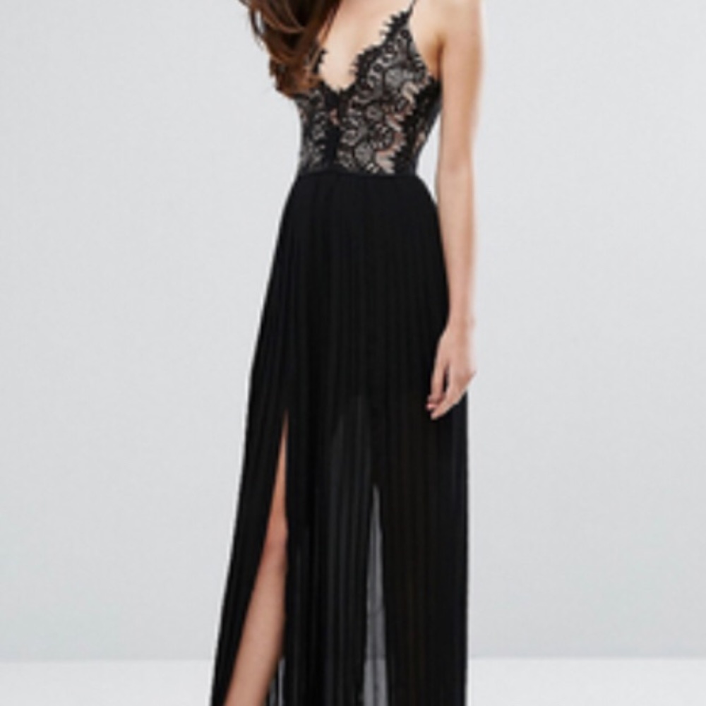 Rare London Plunge Dbl Side Split Maxi Dress Gown